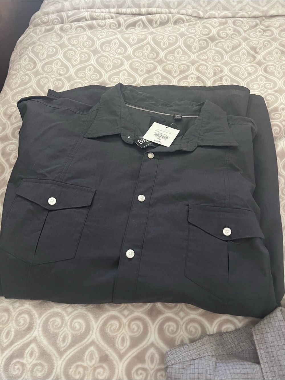 jf j.ferrar Men's Casual Button-Down Shirt in Black